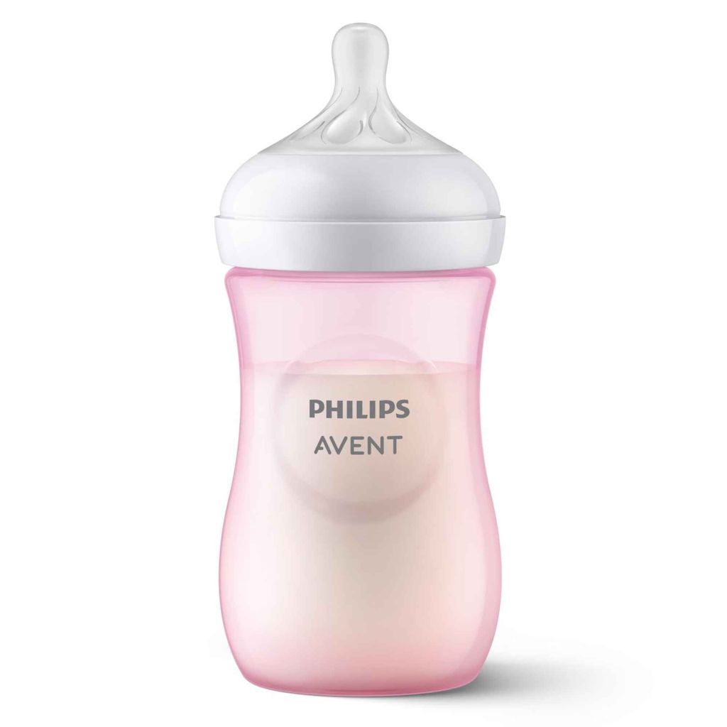 Philips Avent Бутылочка с силиконовой соской Natural Response 1m+ розовая, арт. SCY903/11, бутылочка для кормления, средний поток, 260 мл, 1 шт.