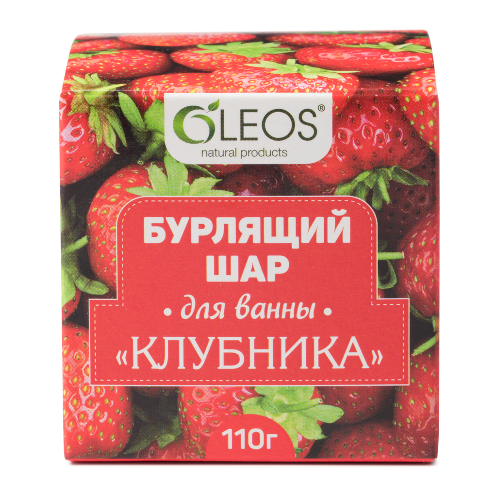 фото упаковки Oleos Бурлящий шар для ванны, клубника, 110 г, 1 шт. фото упаковки Oleos Бурлящий шар для ванны