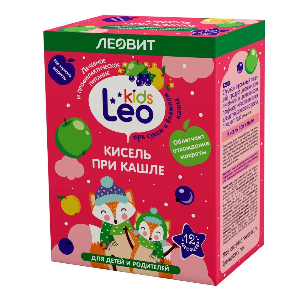 фото упаковки Леовит Leo Kids Кисель при кашле