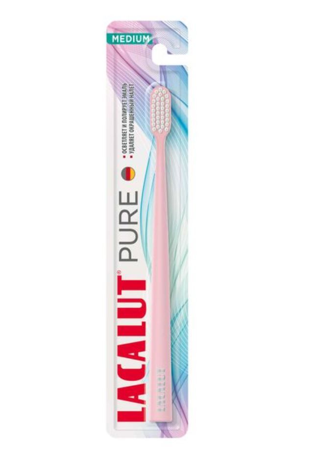 фото упаковки Lacalut Pure Щетка зубная средней жесткости, 1 шт. фото упаковки Lacalut Pure Щетка зубная средней жесткости