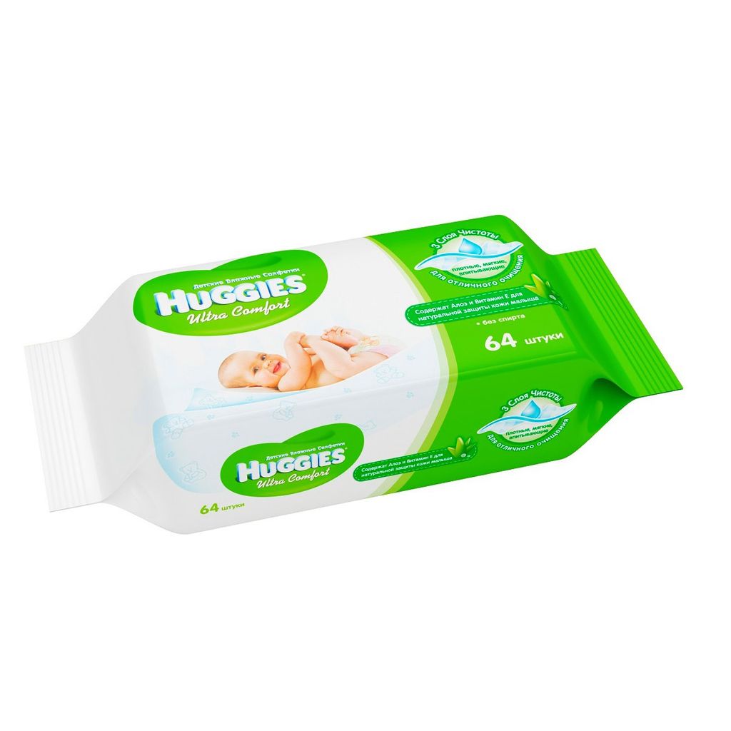 фото упаковки Huggies ultra comfort алоэ салфетки влажные детские