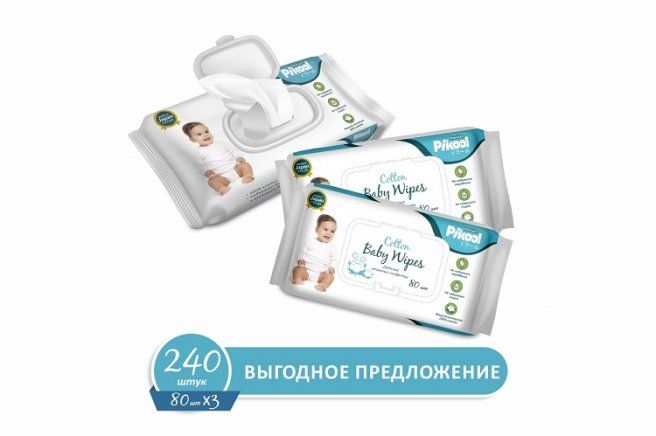 фото упаковки Pikool Premium Салфетки влажные детские