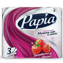 Papia Туалетная бумага 3х-слойная белая, с ароматом Strawberry Dream, 4 шт.