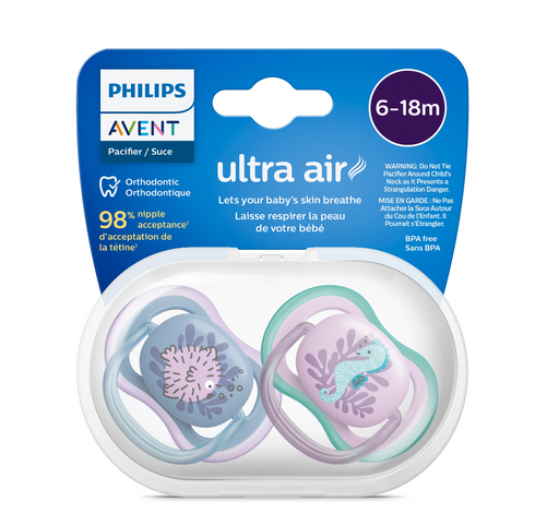 Philips Avent Ultra Air Соска-пустышка, 6-18 месяцев, SCF085/61, соска-пустышка, силиконовая с футляром, 2 шт.