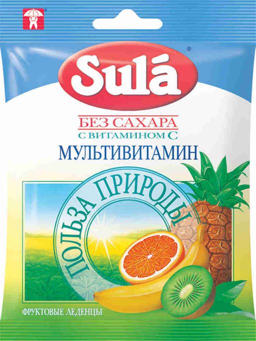 Sula карамель леденцовая без сахара, мультивитаминные, 60 г, 1 шт.