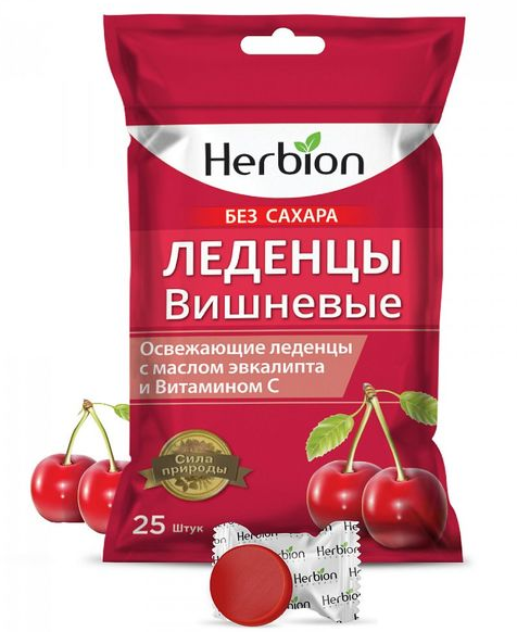 Гербион леденцы без сахара, 2.5 г, со вкусом вишни, 25 шт.