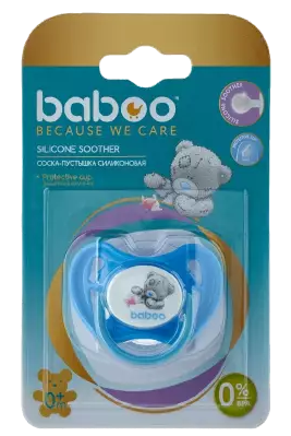 Baboo Соска-пустышка силиконовая круглая Me to you, для детей с рождения, синего цвета, 1 шт.