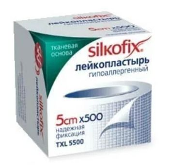 Лейкопластырь Silkofix, 5 х 500 см, пластырь медицинский, на тканевой основе, 1 шт.